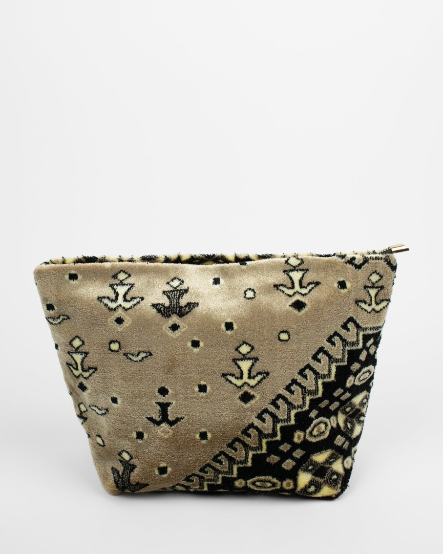 Women Blaiz Clutches | Nora Taupe Velvet Pouch Bag