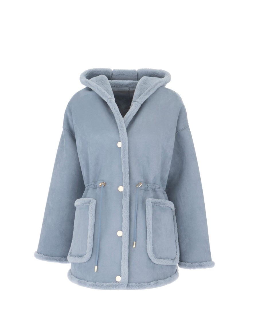 Women Arara for BLAIZ Coats & Jackets | Pale Blue Hooded Reversible Jacket