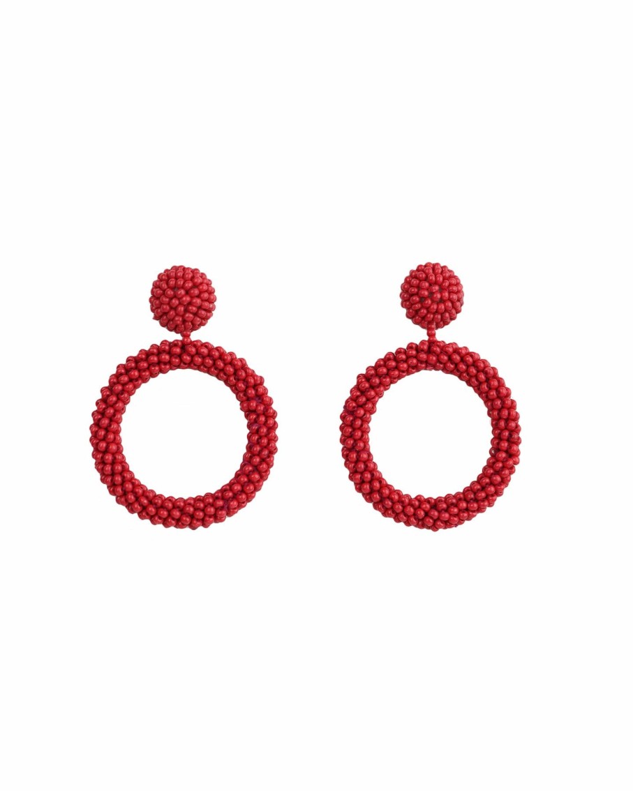 Women BLAIZ Earrings | Red Arara Beaded Hoop Earrings™