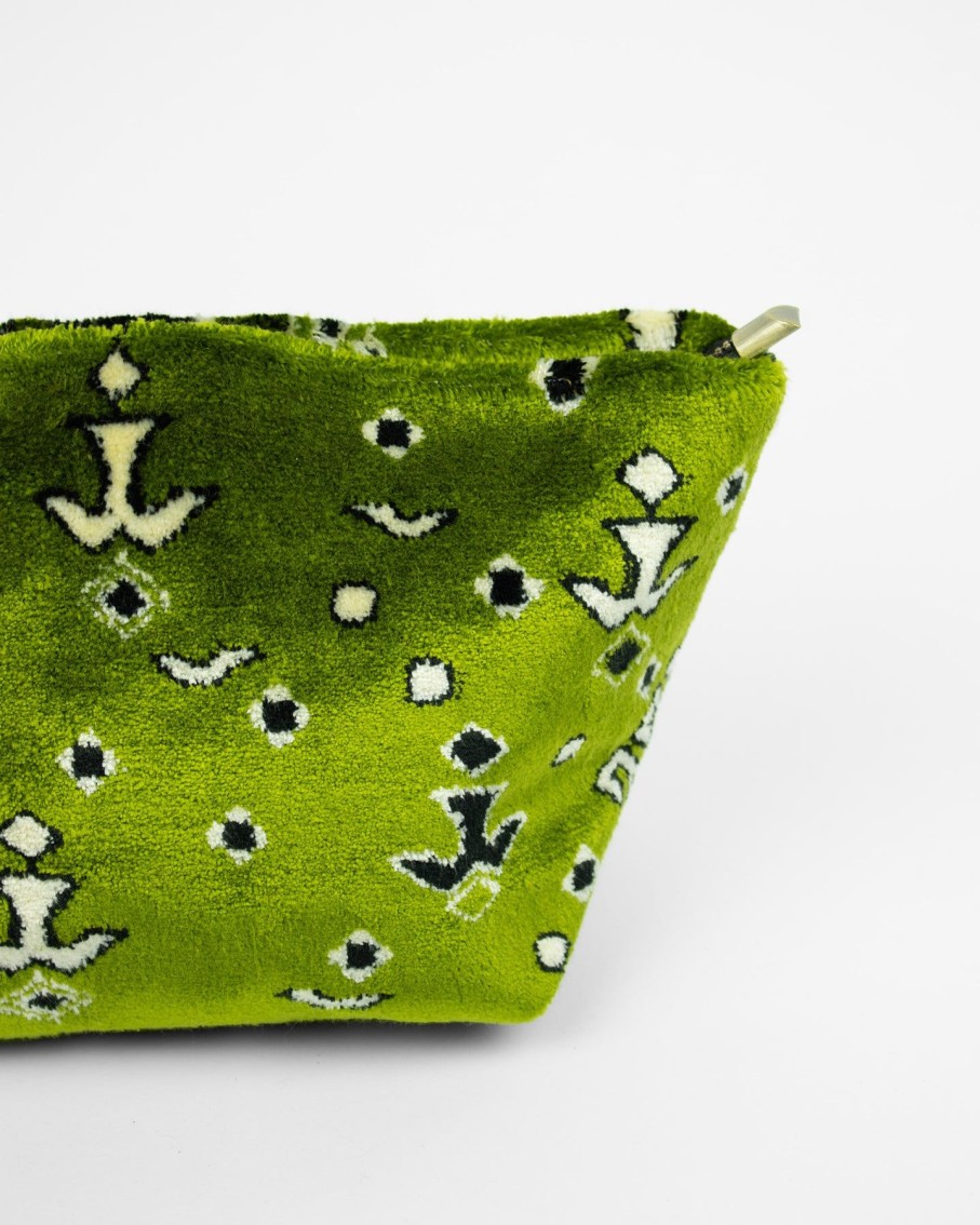 Women Blaiz Clutches | Zohra Green Velvet Mini Pouch Bag