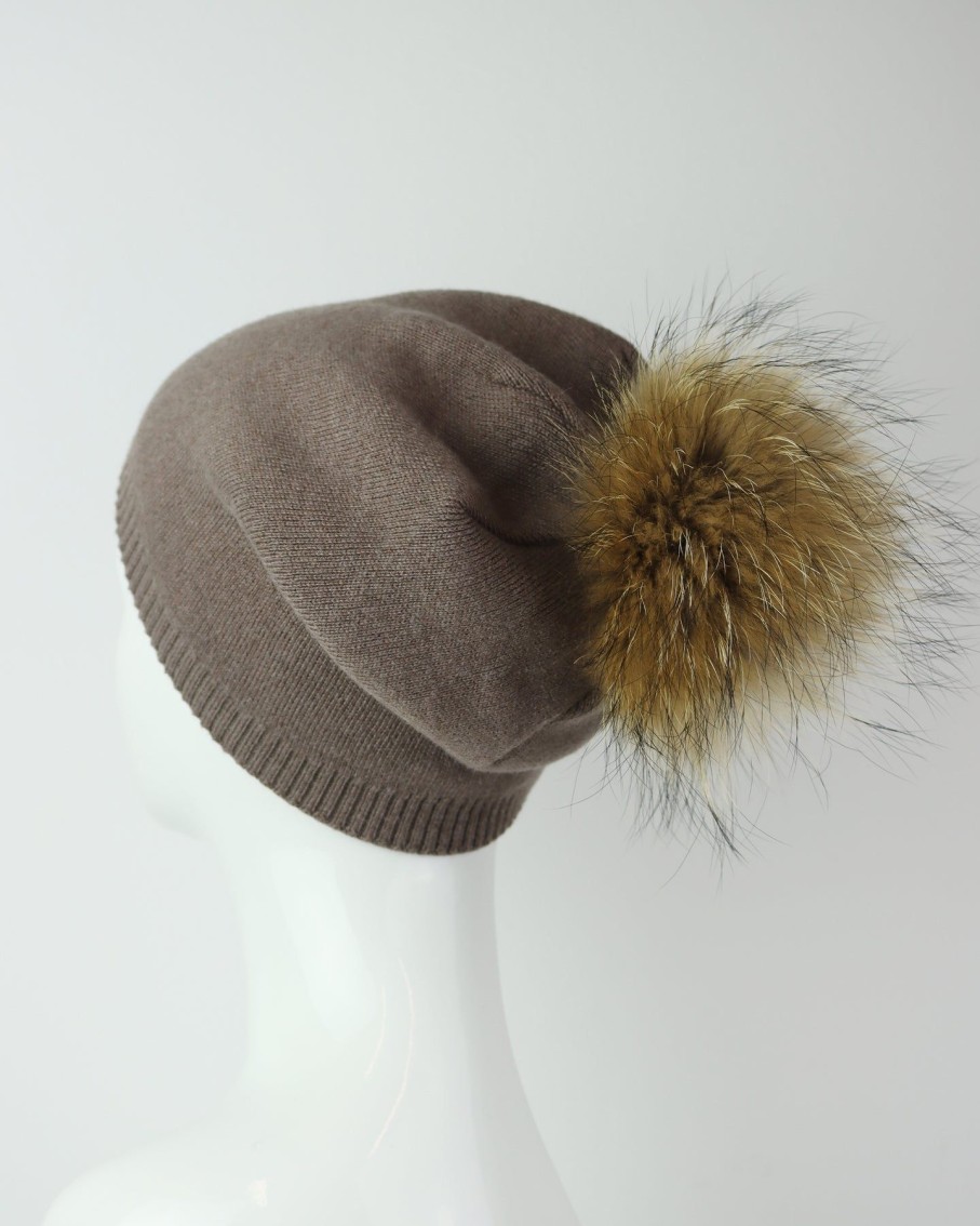 Women 227 Hats, Gloves & Scarves | Taupe Pom Pom Beanie