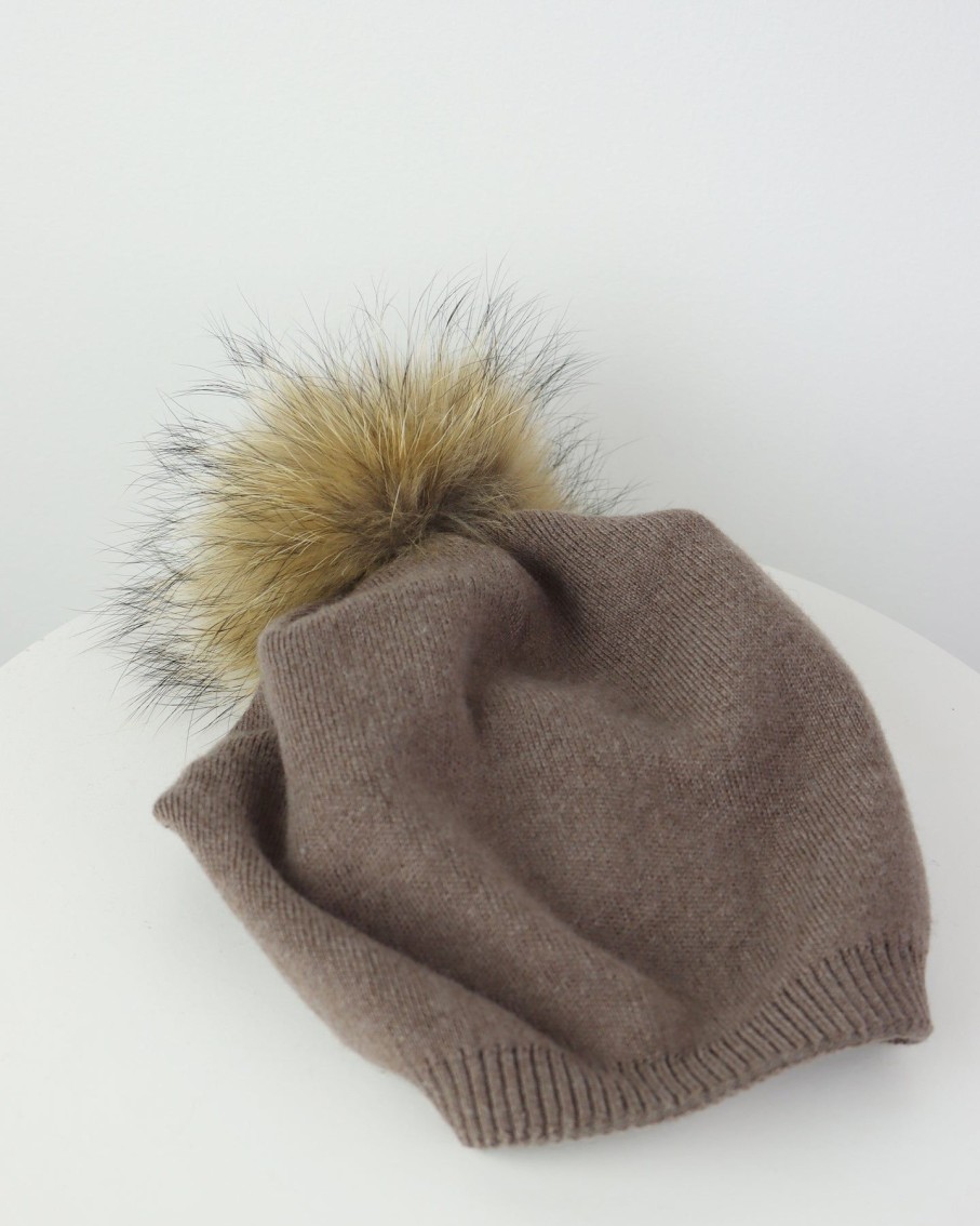 Women 227 Hats, Gloves & Scarves | Taupe Pom Pom Beanie