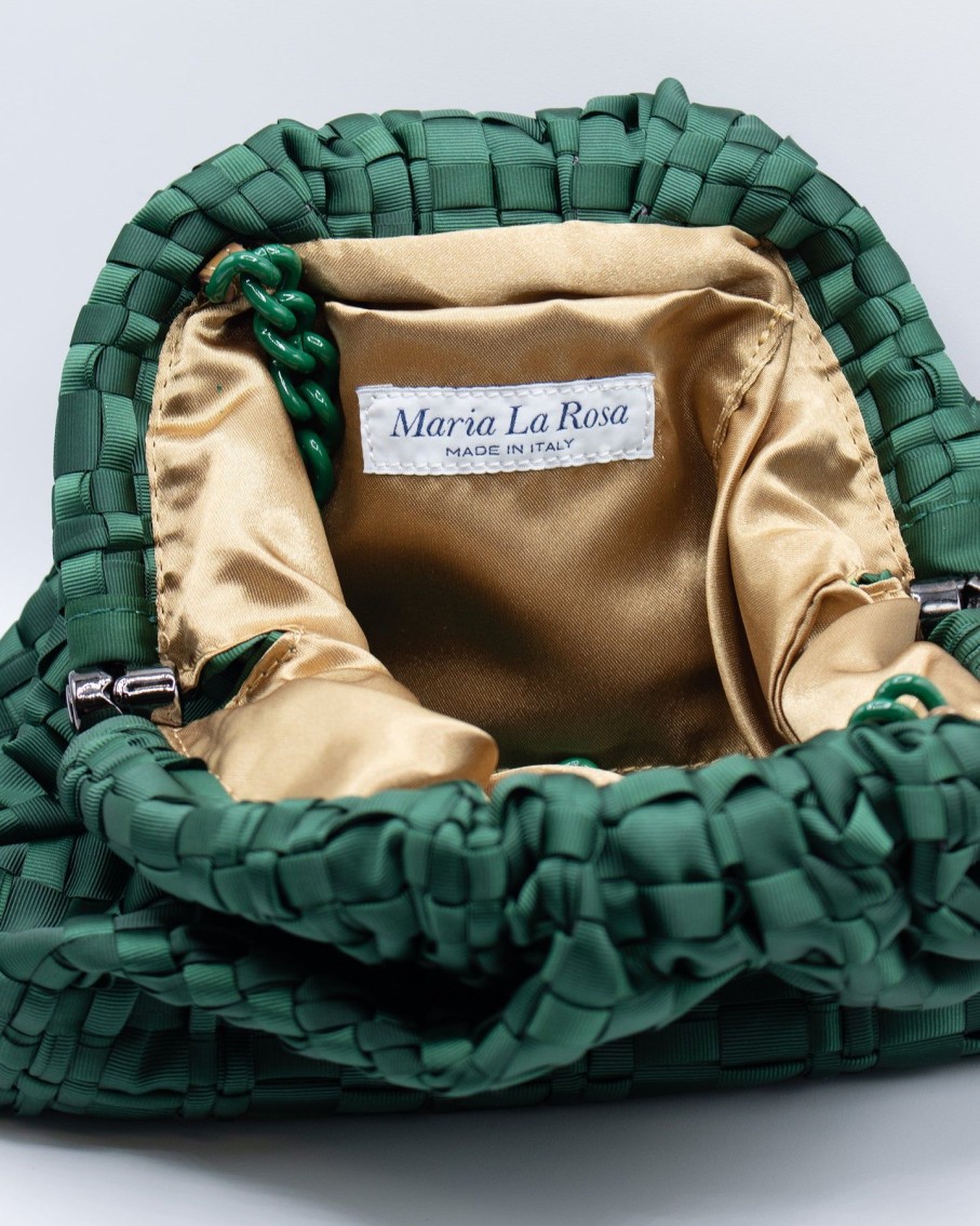 Women Maria La Rosa Clutches | Game Ribbon Forest Green Mini Clutch Bag