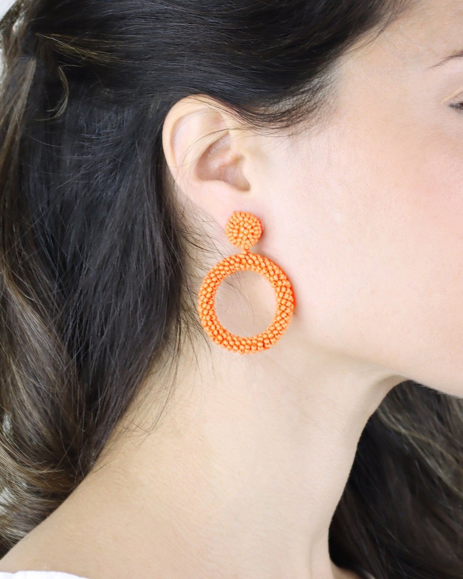 Women BLAIZ Earrings | Orange Arara Beaded Hoop Earrings™