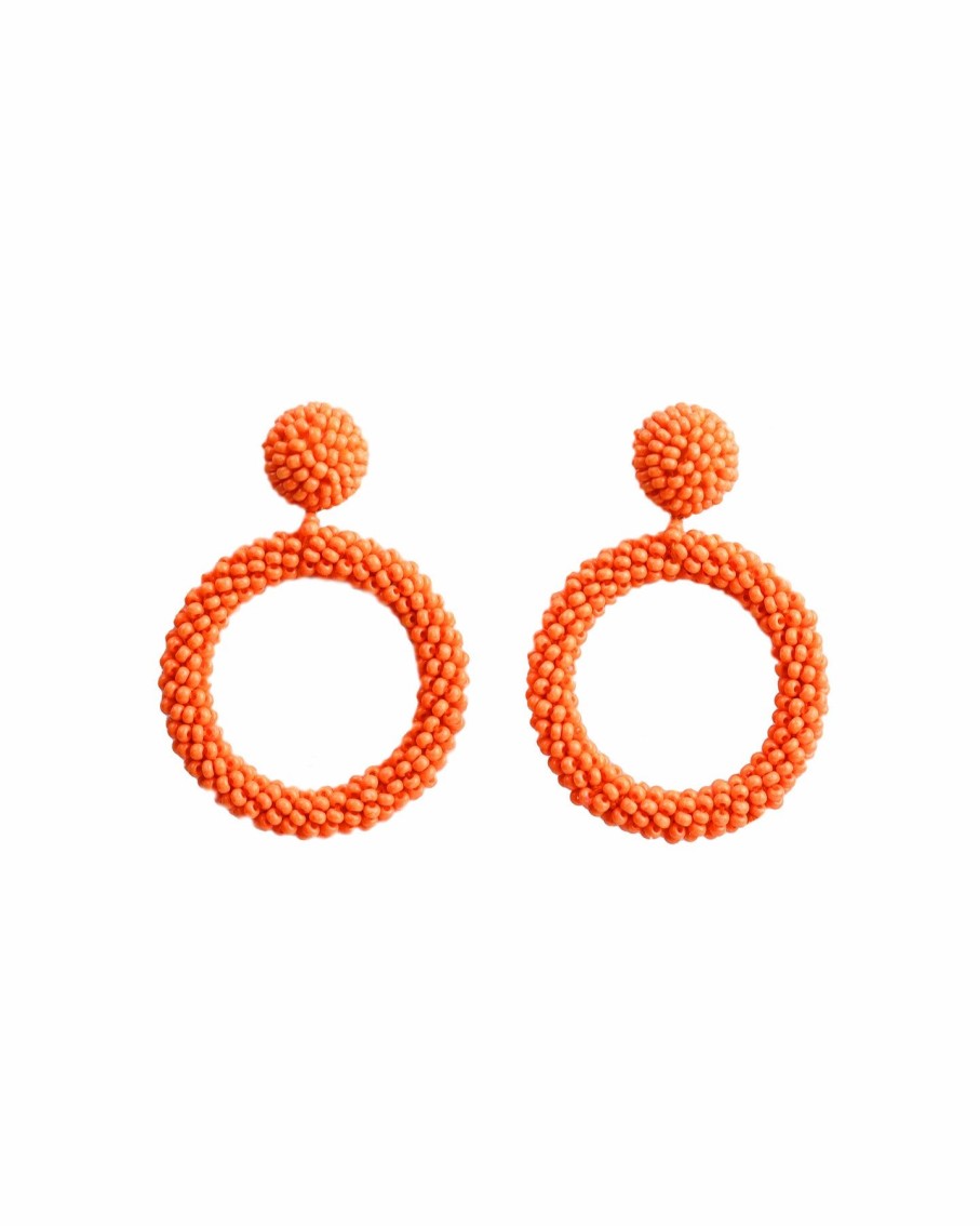 Women BLAIZ Earrings | Orange Arara Beaded Hoop Earrings™