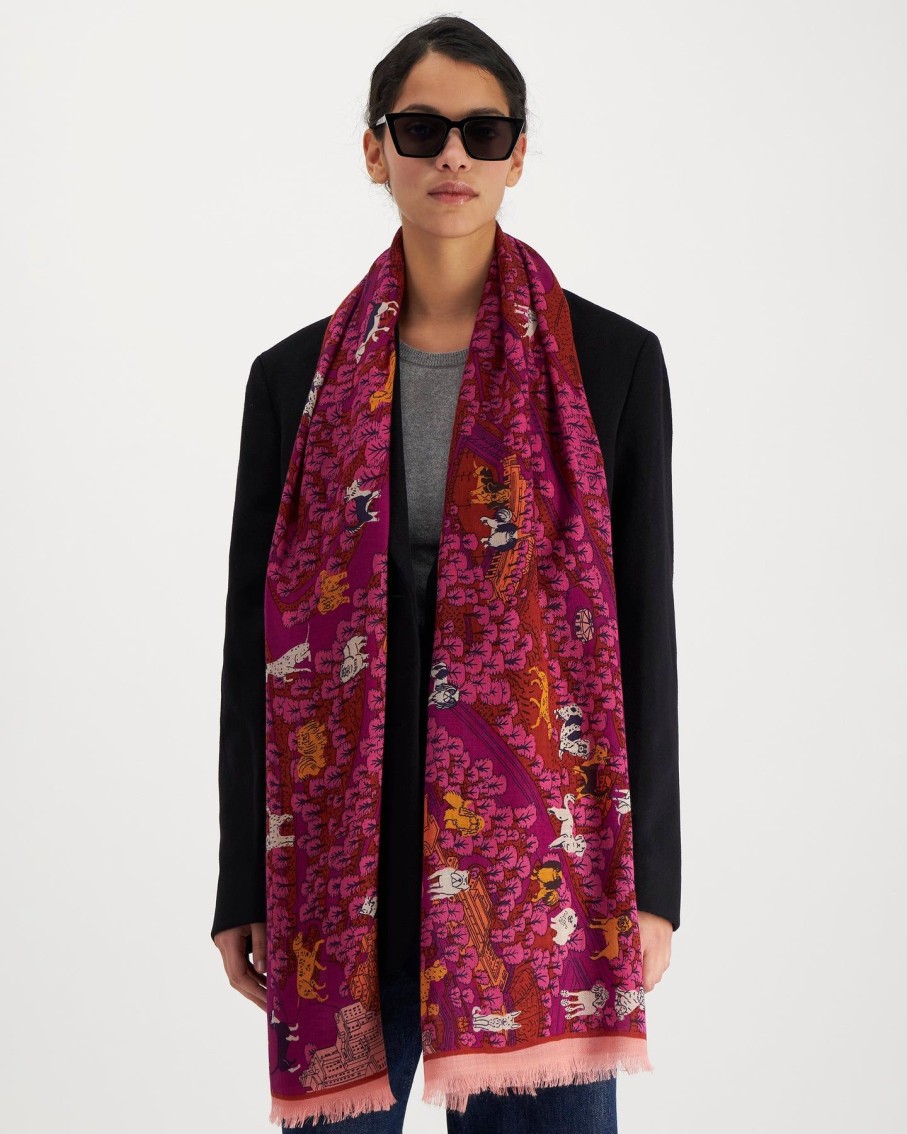 Women Inoui Editions Hats, Gloves & Scarves | Central Park Fuchsia Scarf