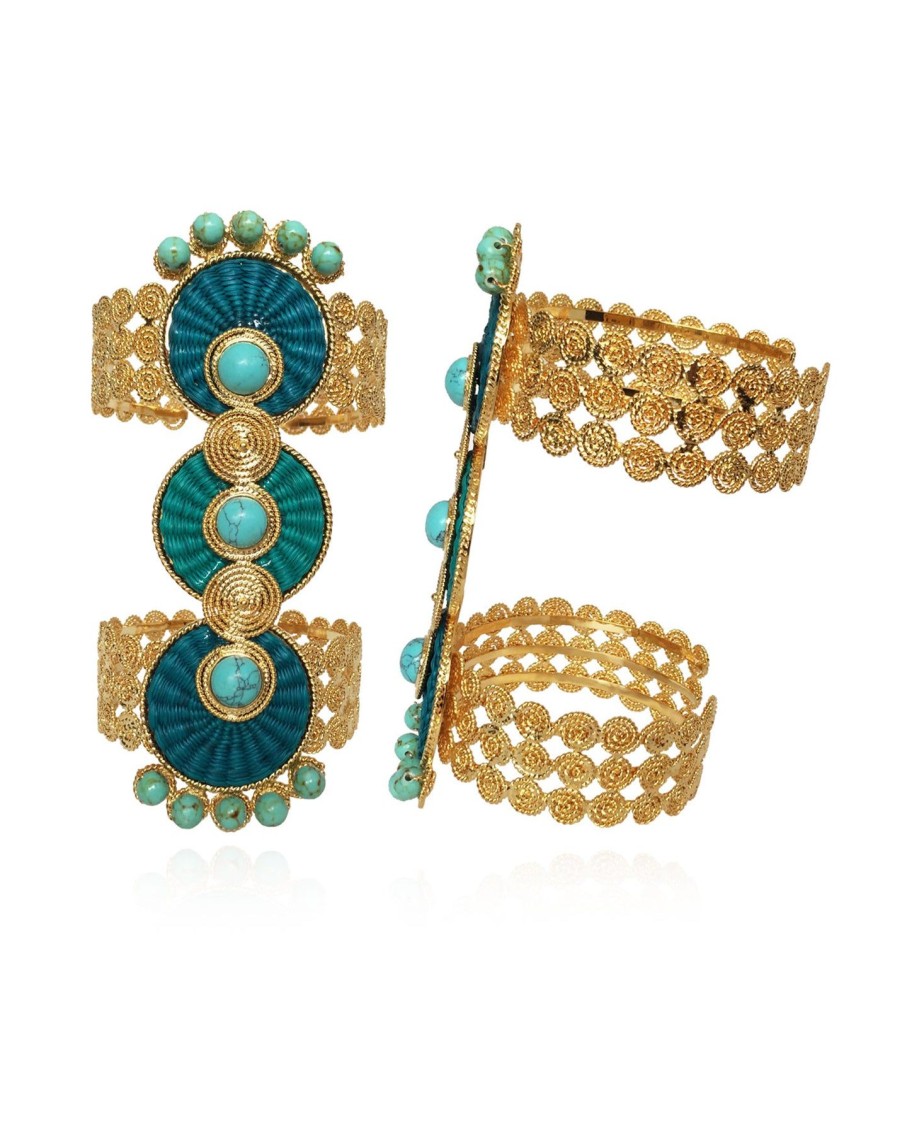 Women Ana Carolina Valencia Bracelets | Turquoise And Blue Tropicalia Iraca Maxi Bracelet