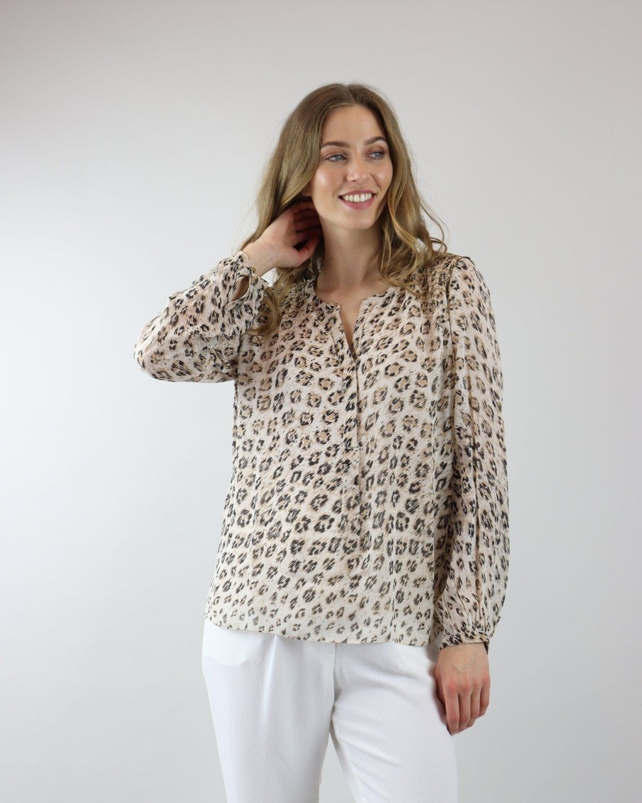 Women Joie Shirts & Blouses | Silk Leopard Print Blouse