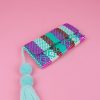 Women BLAIZ Mexico Clutches | Turquoise, White & Pink Pom Pom Clutch