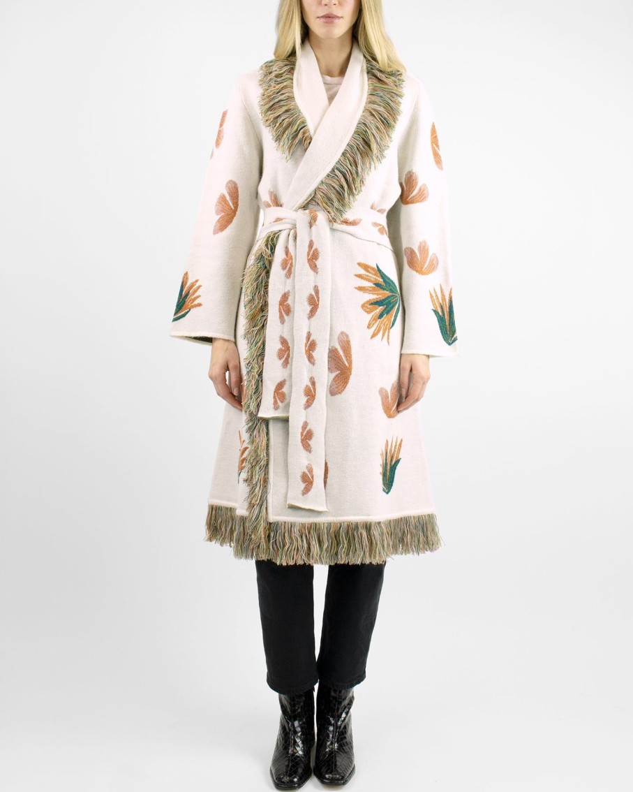 Women Arara for BLAIZ Jumpers & Cardigans | Tropical Cream Long Woven Duster