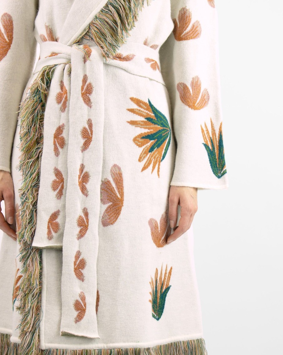 Women Arara for BLAIZ Jumpers & Cardigans | Tropical Cream Long Woven Duster