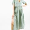 Women Palmacea Dresses | Green Tea Eyelet Buttoned Cover-Up Midi Dress