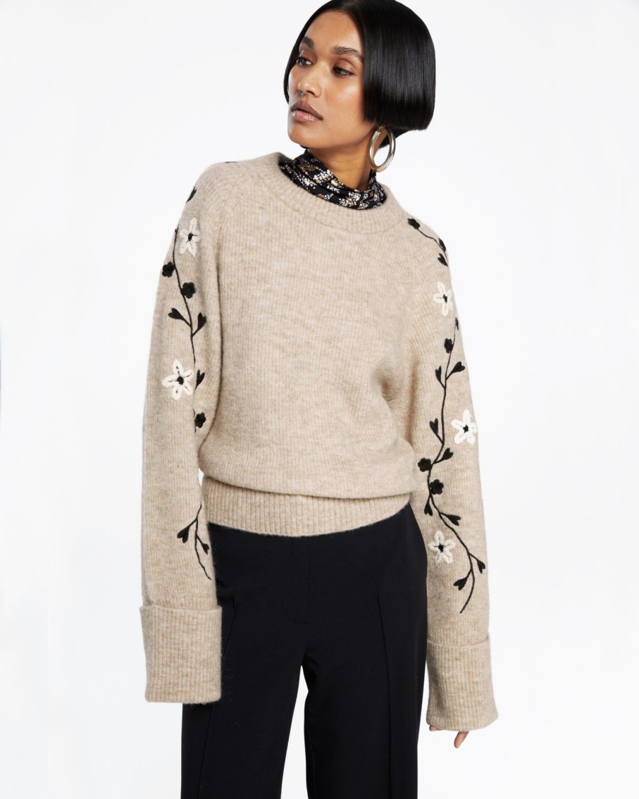 Women Fabienne Chapot Jumpers & Cardigans | Bodil Floral Sleeve Pullover