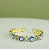 Women 227 Bracelets | Navy Blue Round Evil Eye Lilac Gem Gold Cuff Bracelet