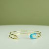 Women 227 Bracelets | Turquoise Blue Safety Pin Gold Cuff